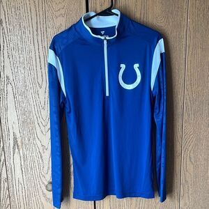 Fanatics Blue and White Indianapolis Colts Long Sleeve Qtr Zip Pullover Size M